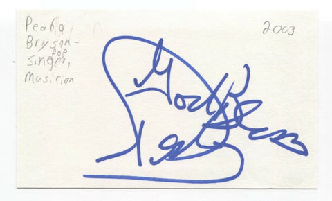 Peabo Bryson Signed 3x5 Index Card Autographed Signature Singer