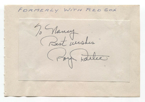 Roy Partee Signed Album Page Autographed Baseball Vintage Boston Red Sox