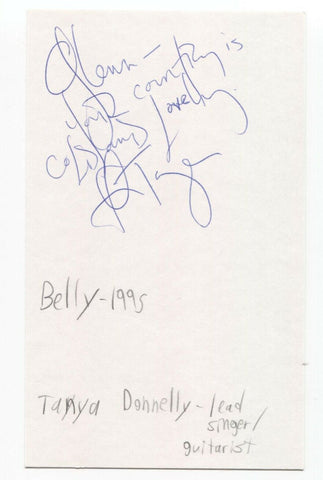 Belly - The Breeders - Tanya Donelly Signed 3x5 Index Card Autographed Signature