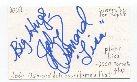 Jody Osmond Signed 3x5 Index Card Autographed Actor Mamma Mia