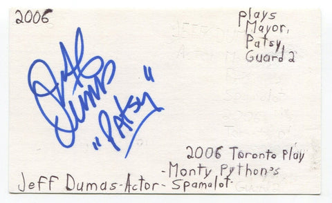 Jeff Dumas Signed 3x5 Index Card Autograph Actor Batman v Superman Chicago Med