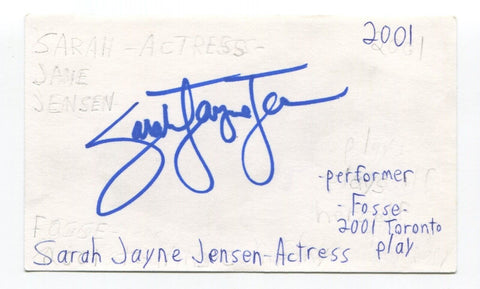 Sarah Jayne Jensen Signed 3x5 Index Card Autographed Actress Hairspray