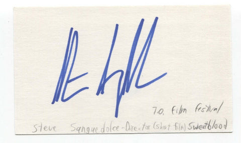 Steve Sanguedolce Signed 3x5 Index Card Autographed Signature Director Filmmaker