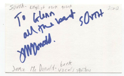 South - Jamie McDonald Signed 3x5 Index Card Autographed Signature Band