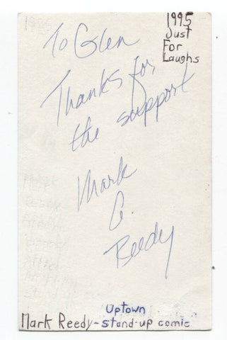 Mark Reedy Signed 3x5 Index Card Autographed Signature Comedian Comic Actor