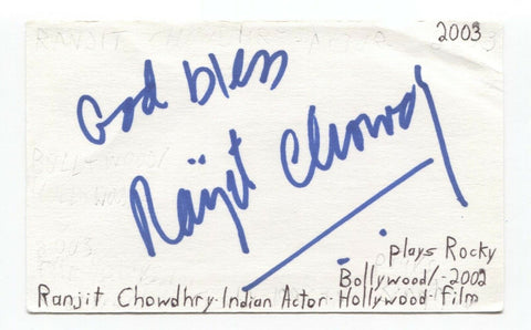 Ranjit Chowdhry Signed 3x5 Index Card Autographed Signature Actor  The Office