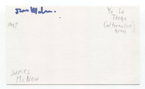 Yo La Tengo - James McNew Signed 3x5 Index Card Autographed Signature Band