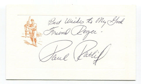 Paul Ratliff Signed Card Autograph Baseball Roger Harris Collection SUPER SCARCE