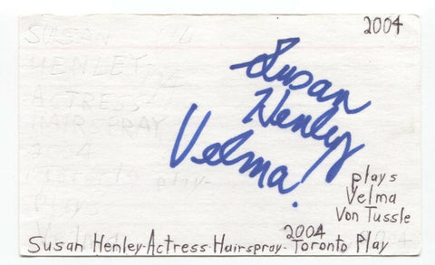 Susan Henley Signed 3x5 Index Card Autographed Signature Actress Star Trek