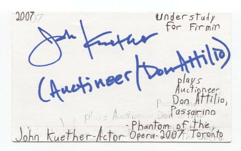 John Kuether Signed 3x5 Index Card Autograph Signature Actor