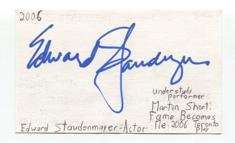Edward Staudenmayer Signed 3x5 Index Card Autographed Actor Phantom Of The Opera
