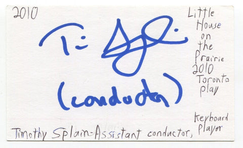 Timothy Splain Signed 3x5 Index Card Autographed Musical Director Conductor