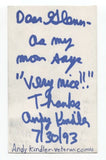Andy Kindler Signed 3x5 Index Card Autographed Actor Comic Bob's Burgers