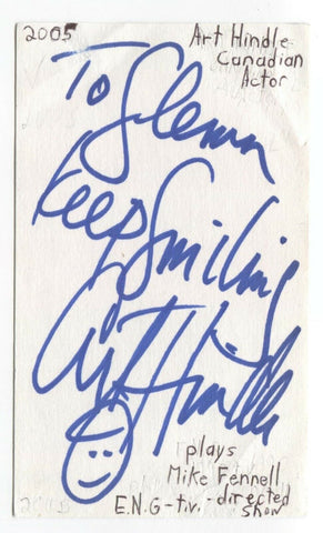 Art Hindle Signed 3x5 Index Card Autographed Signature Actor Director