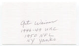 Art Weiner Signed 3x5 Index Card Autograph Football NFL New York Yanks CFHOF