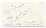 Barbara Corday Signed 3x5 Index Card Autographed Signature Producer