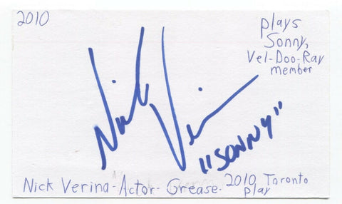 Nick Verina Signed 3x5 Index Card Autographed Signature Actor