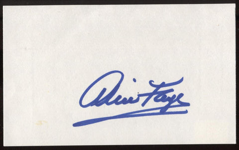 Alice Faye Signed Index Card Autographed 1993 Autographed Auto