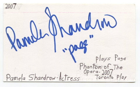 Pamela Shandrow Signed 3x5 Index Card Autograph Actress Phantom Of The Opera