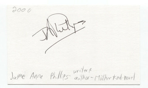 Jayne Anne Phillips Signed 3x5 Index Card Autographed Signature Author Writer