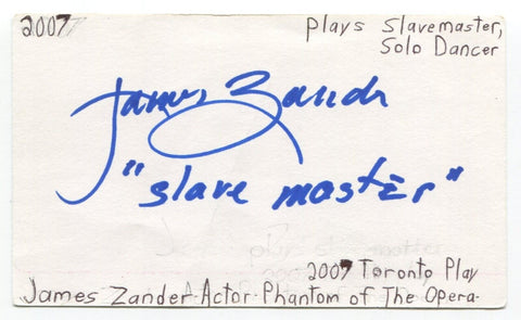 James Zander Signed 3x5 Index Card Autograph Actor The Phantom of the Opera