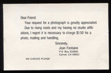 Joan Fontaine Signed Vintage Index Card  Postcard Autographed Photo 