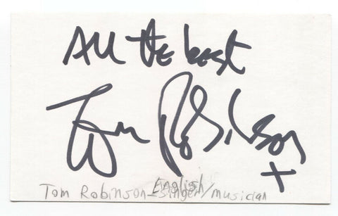 Tom Robinson Signed 3x5 Index Card Autographed Signature Signature Singer