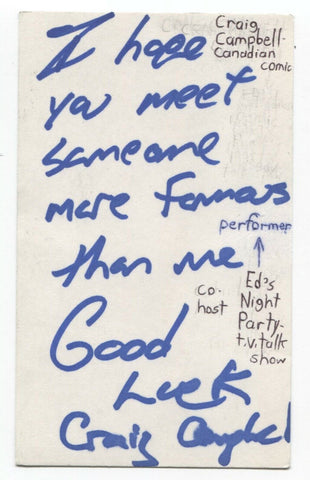 Craig Campbell Signed 3x5 Index Card Autographed Signature Comedian Actor