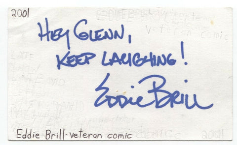 Eddie Brill Signed 3x5 Index Card Autographed Comedian David Letterman Show