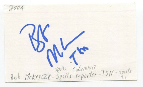 Bob McKenzie Signed 3x5 Index Card Autographed Canadian Sports Journalist