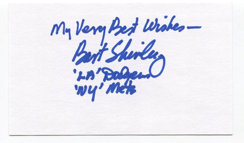 Bart Shirley Signed 3x5 Index Card Autographed MLB Baseball Los Angeles Dodgers