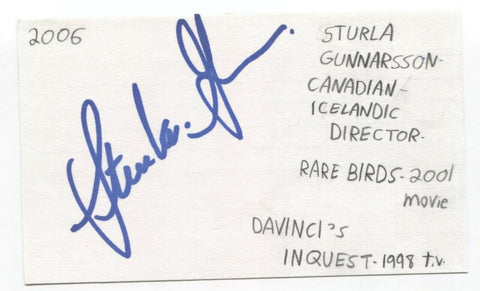 Sturla Gunnarsson Signed 3x5 Index Card Autograph Signature Director Beowulf