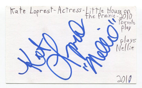 Kate Loprest Signed 3x5 Index Card Autograph Actress Boardwalk Empire
