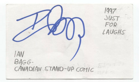 Ian Bagg Signed 3x5 Index Card Autographed Signature Comedian Comic Actor