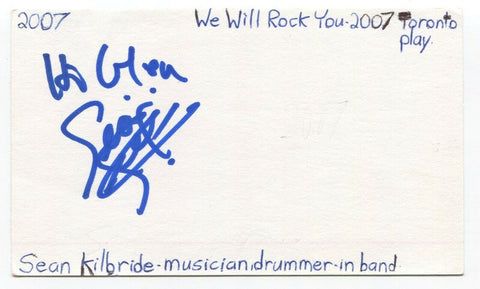 Sean Kilbride Signed 3x5 Index Card Autographed Canadian Musician Drummer