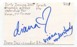 Diana Diaz Signed 3x5 Index Card Autographed Actress Wrecker Dirty Dancing