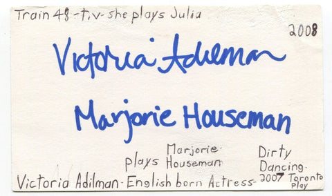 Victoria Adilman Signed 3x5 Index Card Autographed Signature Actress