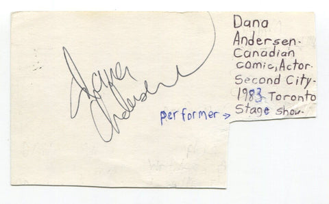 Dana Andersen Signed 3x5 Index Card Autograph Actor The Second City Die-Nasty