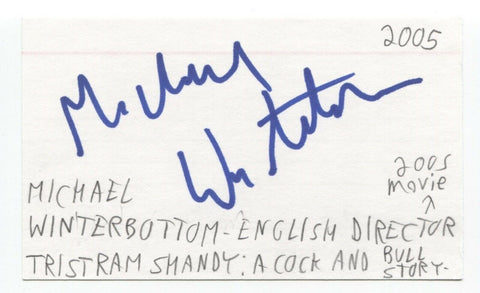 Michael Winterbottom Signed 3x5 Index Card Autographed Signature Director