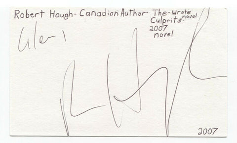 Robert Hough Signed 3x5 Index Card Autographed Signature Author Writer