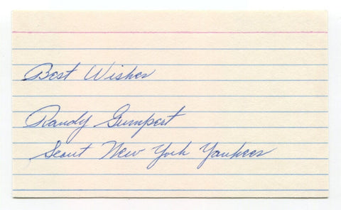 Randy Gumpert Signed Index Card Autographed Baseball MLB 1947 World Series