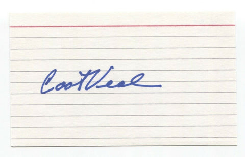 Coot Veal Signed 3x5 Index Card Baseball Autographed Signature