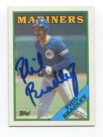 1988 Topps Phil Bradley Signed Card Baseball MLB Autograph AUTO #55