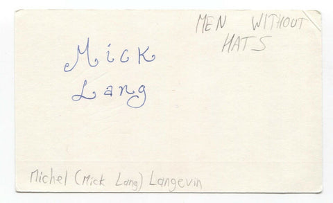 Men Without Hats - Michel Langevin Signed 3x5 Index Card Autographed Signature