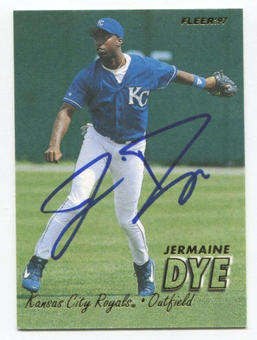 1997 Fleer Jermaine Dye Signed Card Baseball MLB Autographed AUTO #525