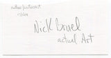 NIck Bruel Signed 3x5 Index Card Autographed Cartoonist Author Bad Kitty Art