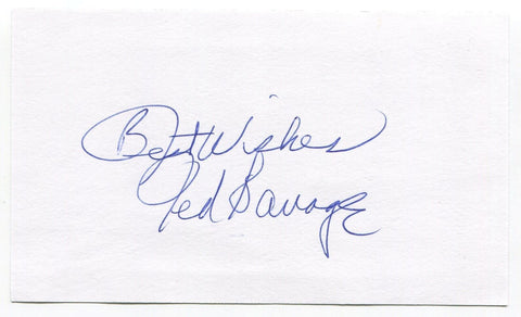 Ted Savage Signed 3x5 Index Card Baseball Autographed Signature Philadelphia