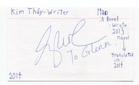Kim Thuy Signed 3x5 Index Card Autographed Signature Author Writer