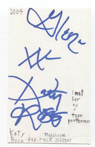 Katy Rose Signed 3x5 Index Card Autographed Signature Singer Mean Girls Thirteen