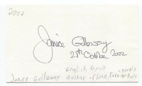 Janice Galloway Signed 3x5 Index Card Autographed Signature Author Writer